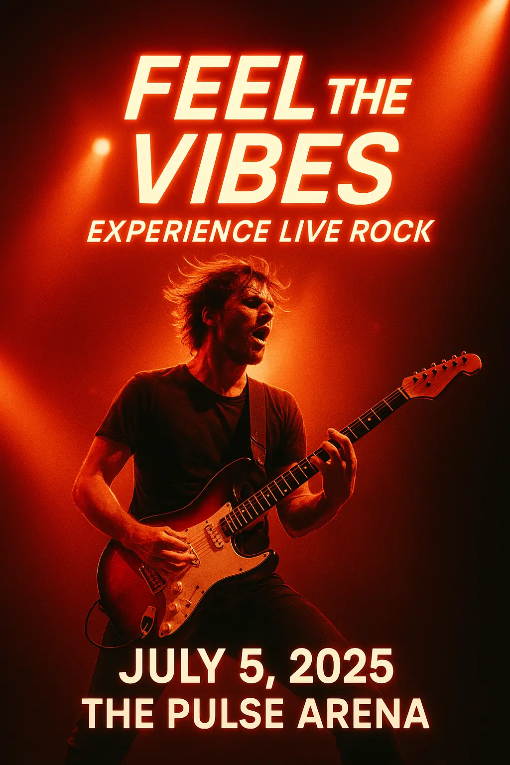 Concert Poster template showcasing intense rock performance with bold typography