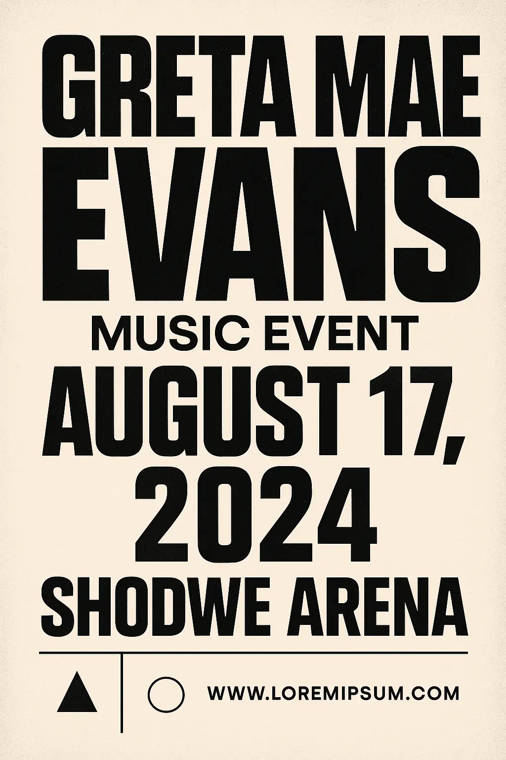 Concert Poster template featuring bold typography and minimal design
