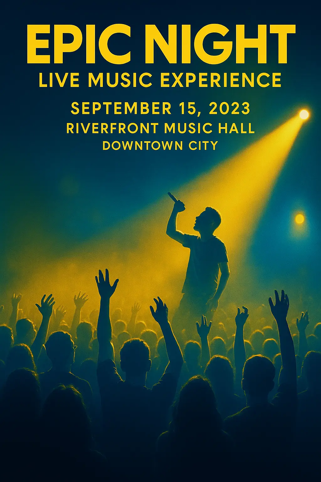 Concert Poster template featuring a live music event at Riverfront Music Hall