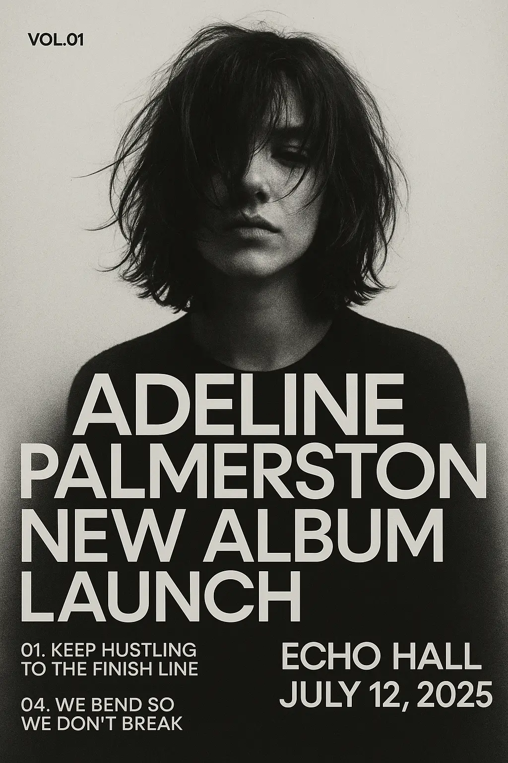 Concert Poster template for Adeline Palmerston's album launch