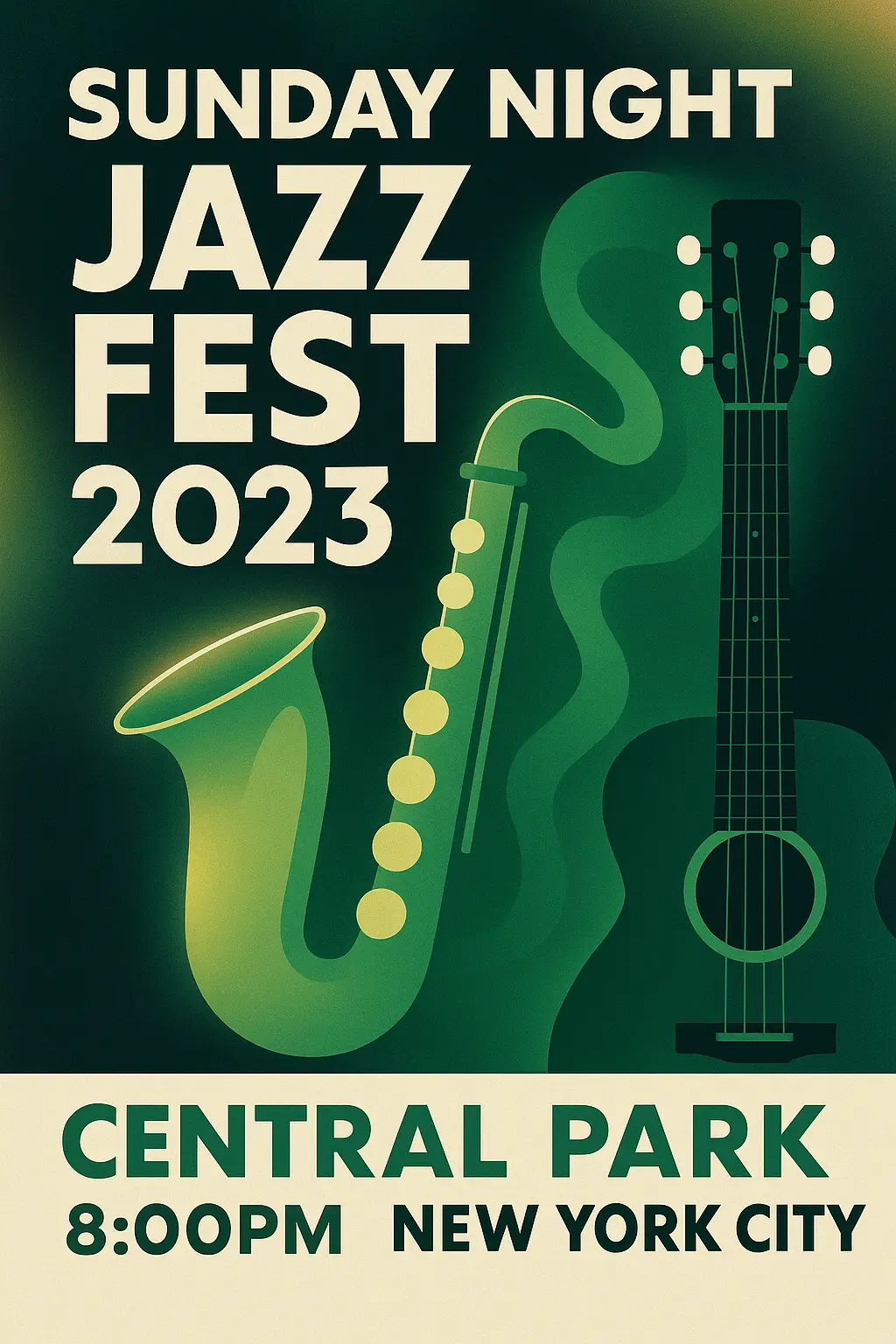 Concert Poster template for jazz music festival at Central Park