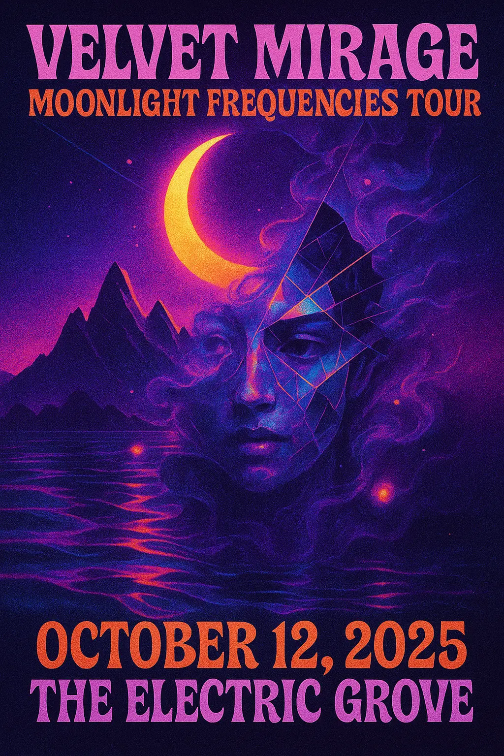 Neo-psychedelic Concert Poster template with glowing surreal elements