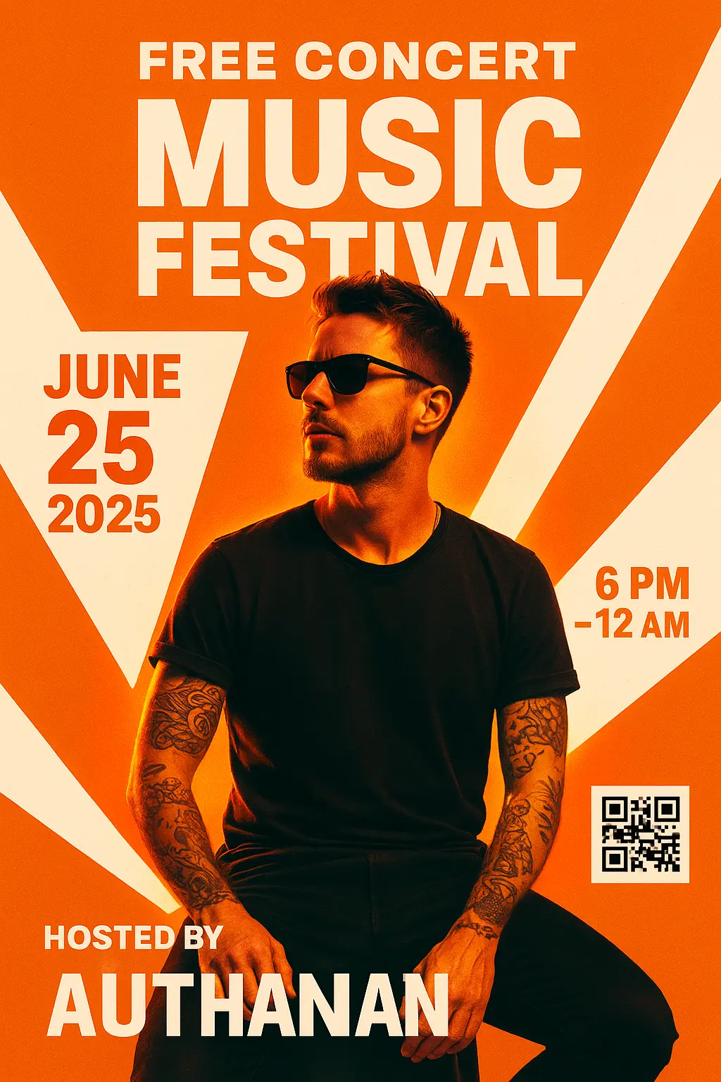 Concert Poster template featuring a vibrant, modern design for a Sunday evening music festival