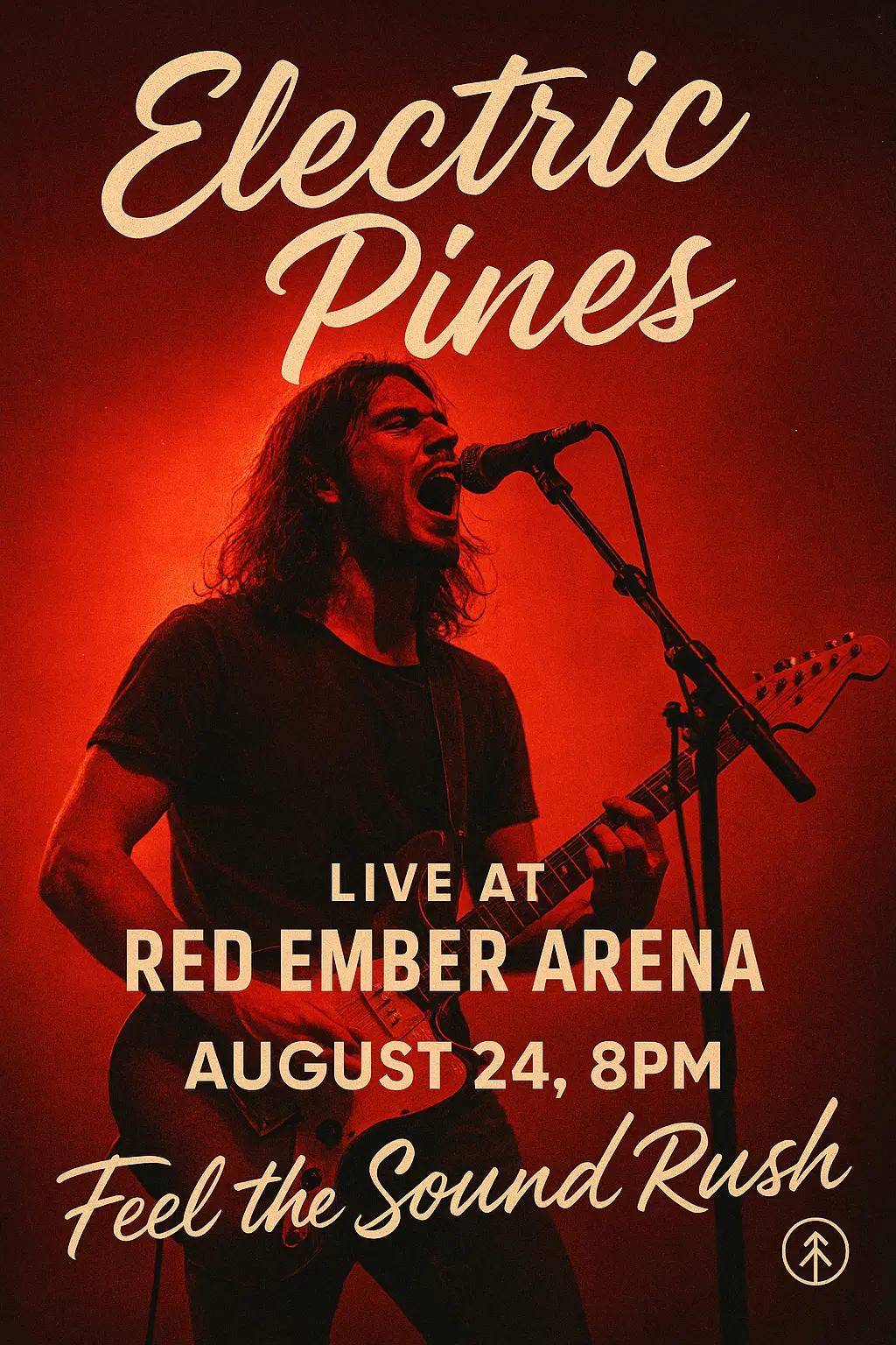 Concert Poster template with red-lit guitarist and bold modern text