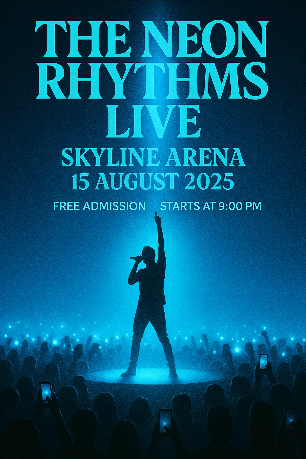 Modern Concert Poster template with solo artist and glowing crowd