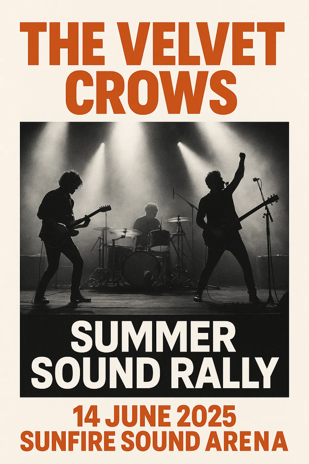 Modern indie rock concert poster template with bold layout