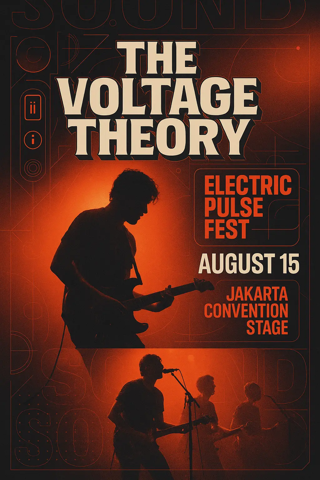 Modern Concert Poster template with bold text and red lighting