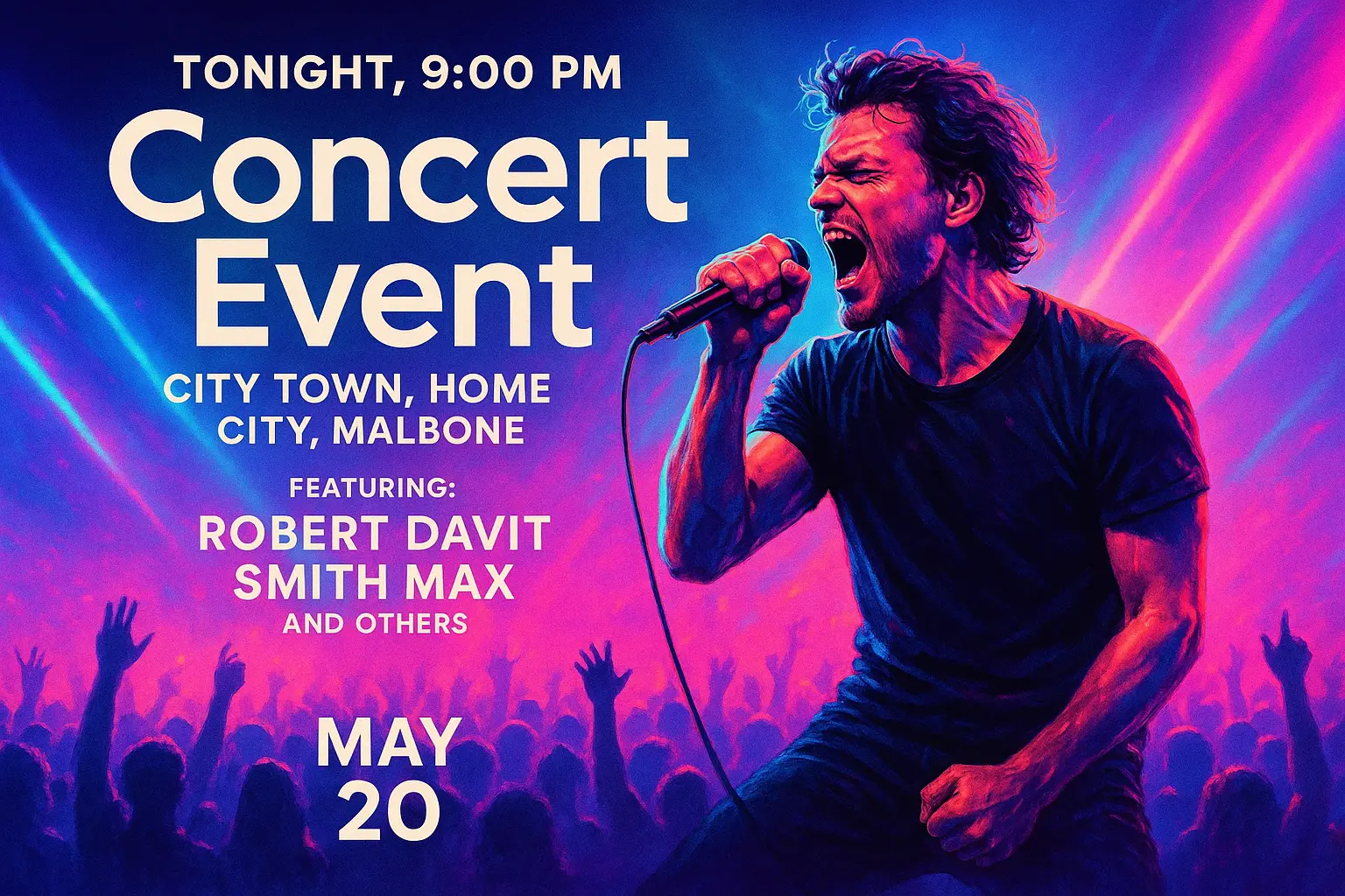 Psychedelic Concert Poster template with butterfly and neon forest