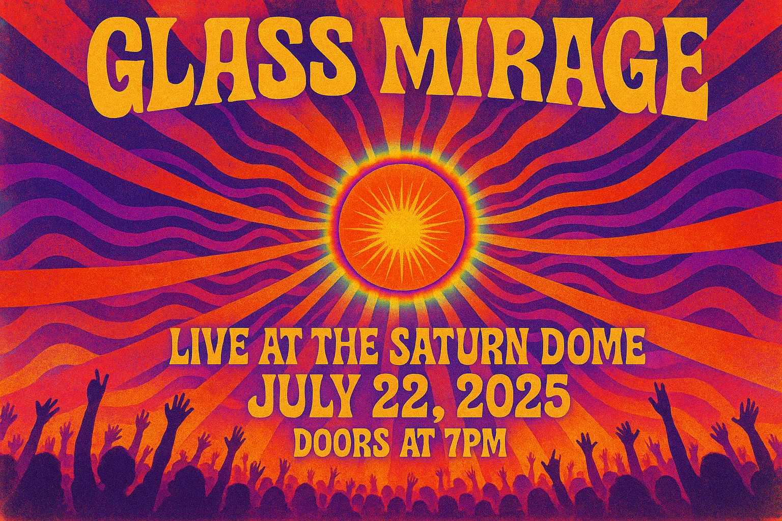 Psychedelic Concert Poster template with mushrooms and glowing moon