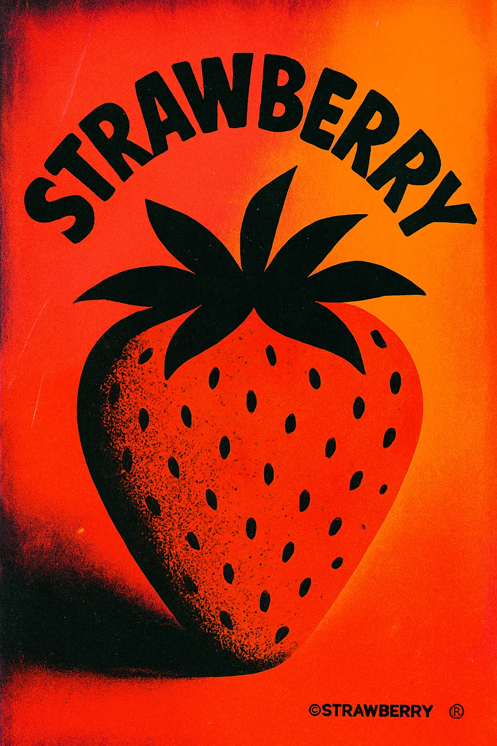 Stylized strawberry with bold text in Cool Poster template
