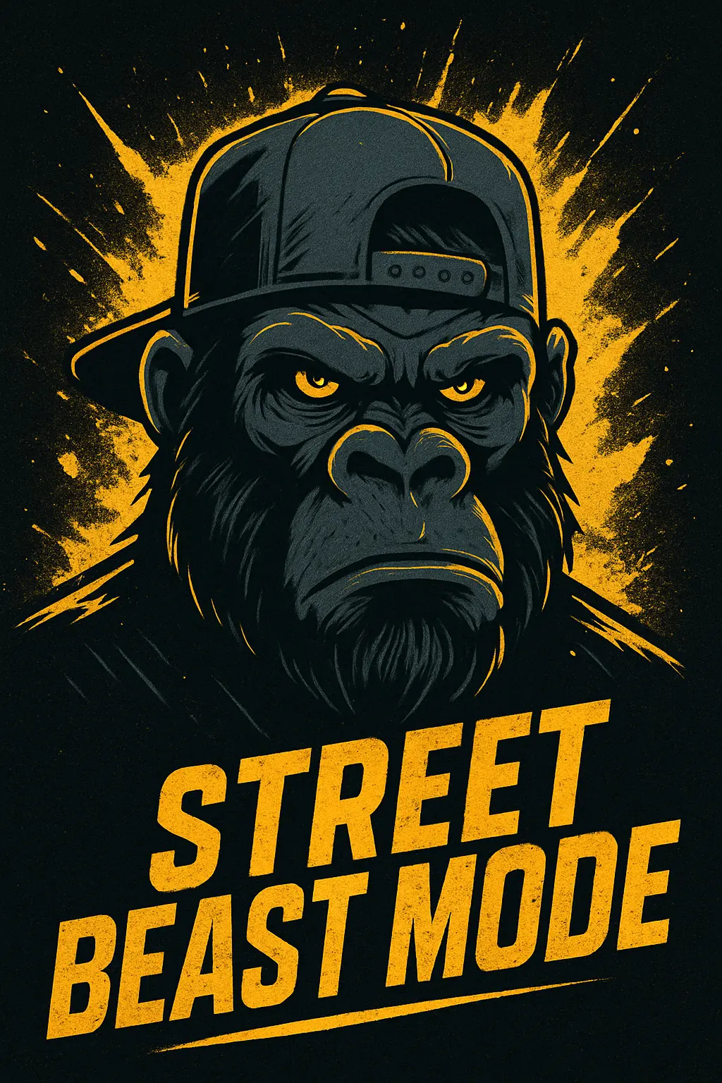 Cool Poster template with urban gorilla and bold yellow text