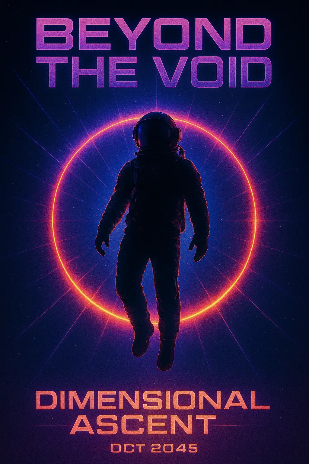Cool Poster template with astronaut in glowing neon space