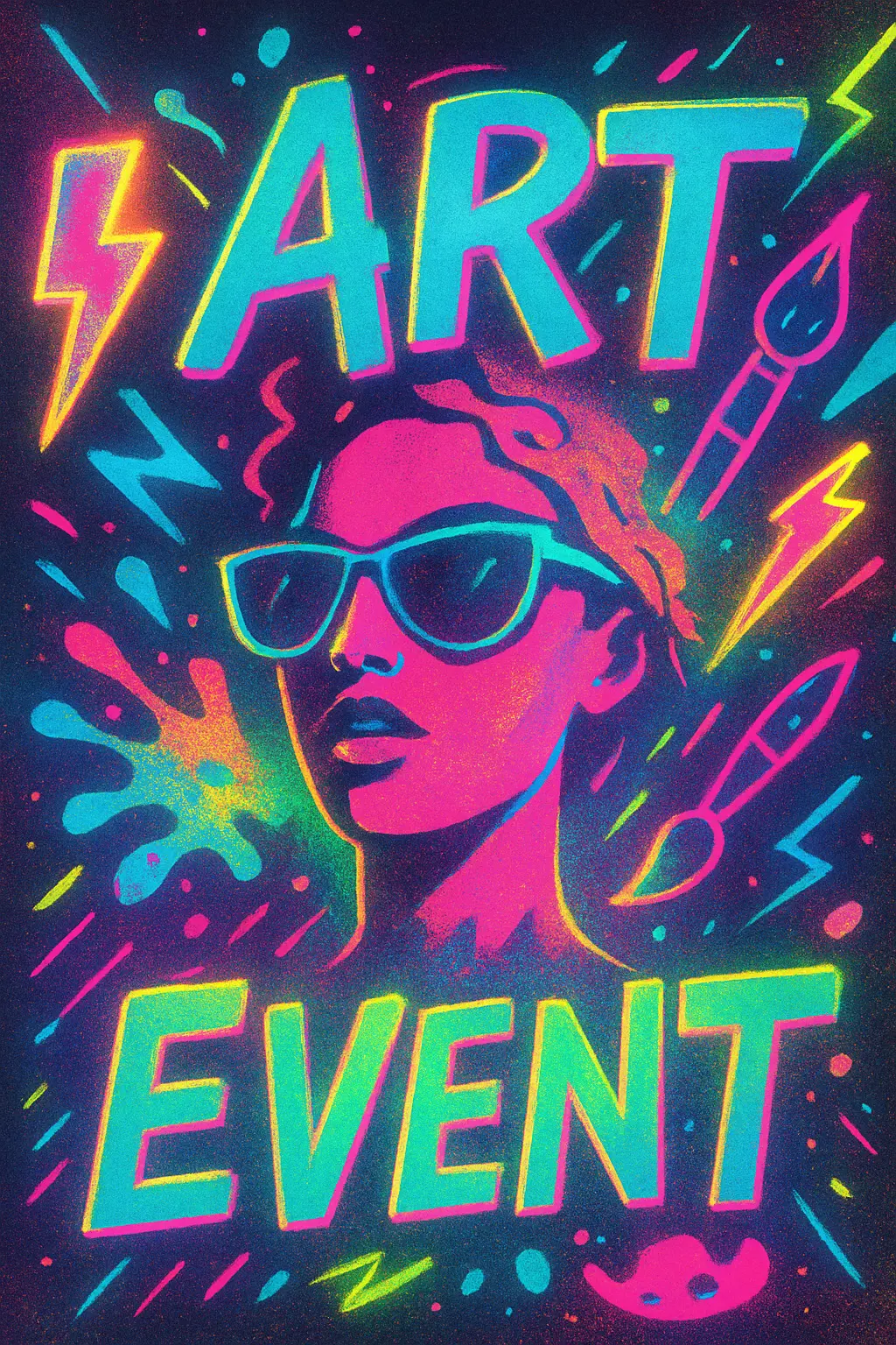 Cool Poster template with vibrant neon colors and dynamic art design.