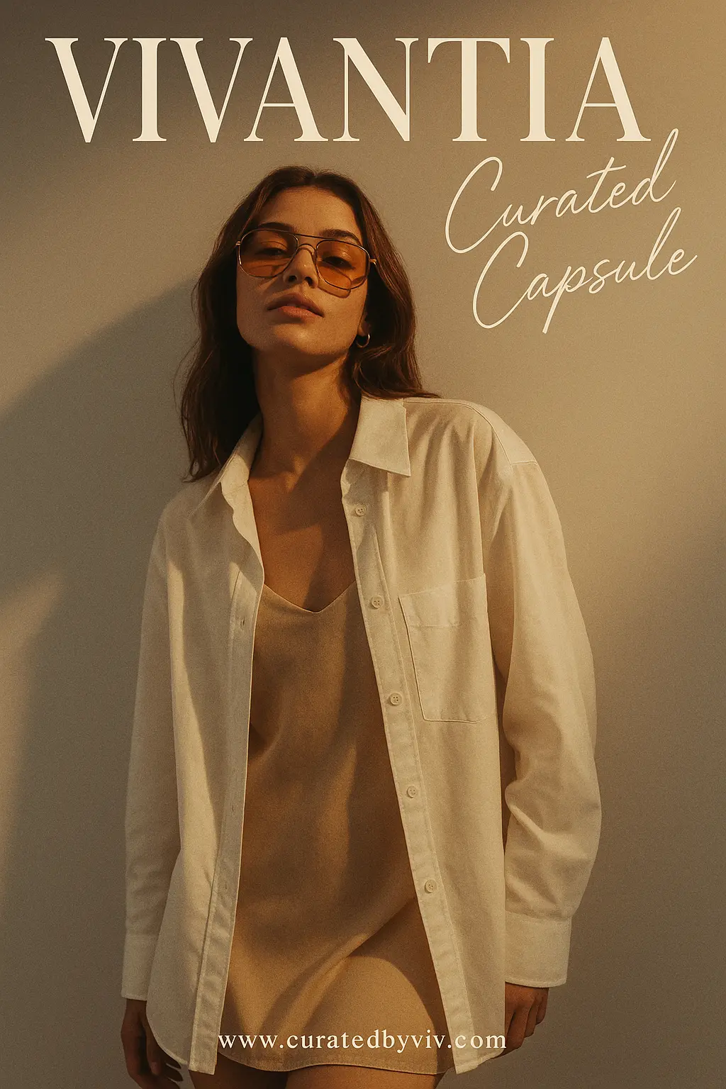Cool Poster template with stylish woman in sunglasses
