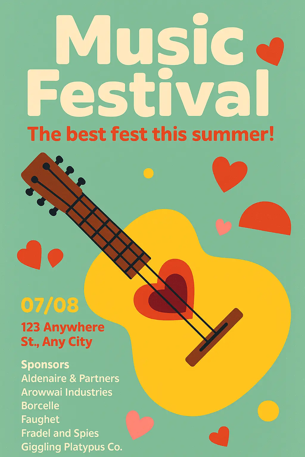 Cool Poster template with vibrant music festival design