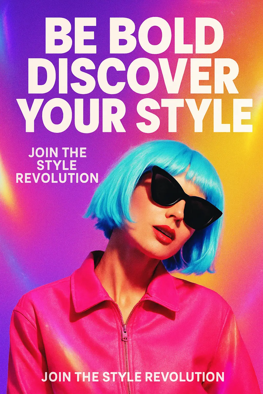 Cool Poster template featuring bold style, colorful gradients, and confident fashion model