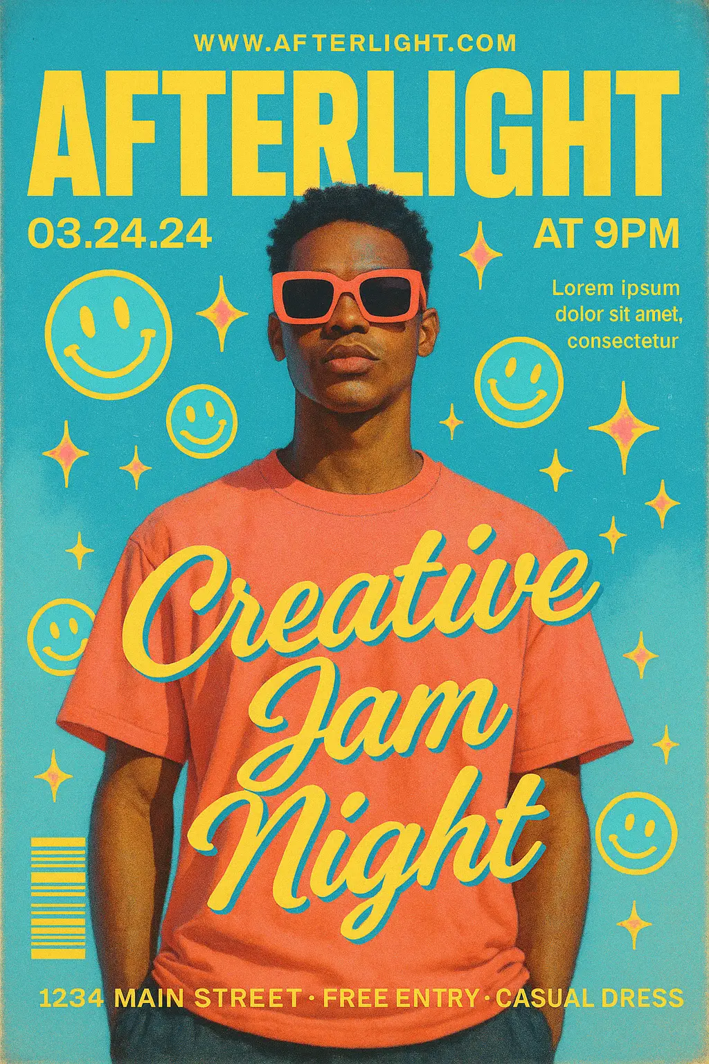 Cool Poster template with stylish man and retro text design