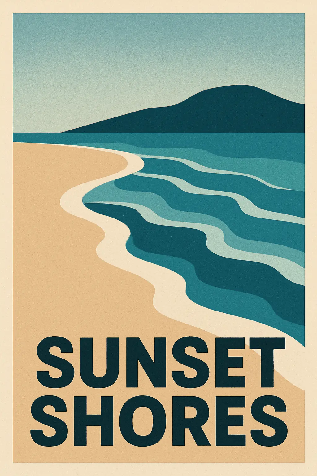 Cool Poster template with stylized beach waves and serene sky