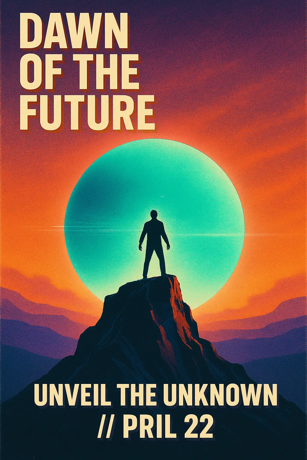 Cool Poster template with cosmic silhouette and glowing planet