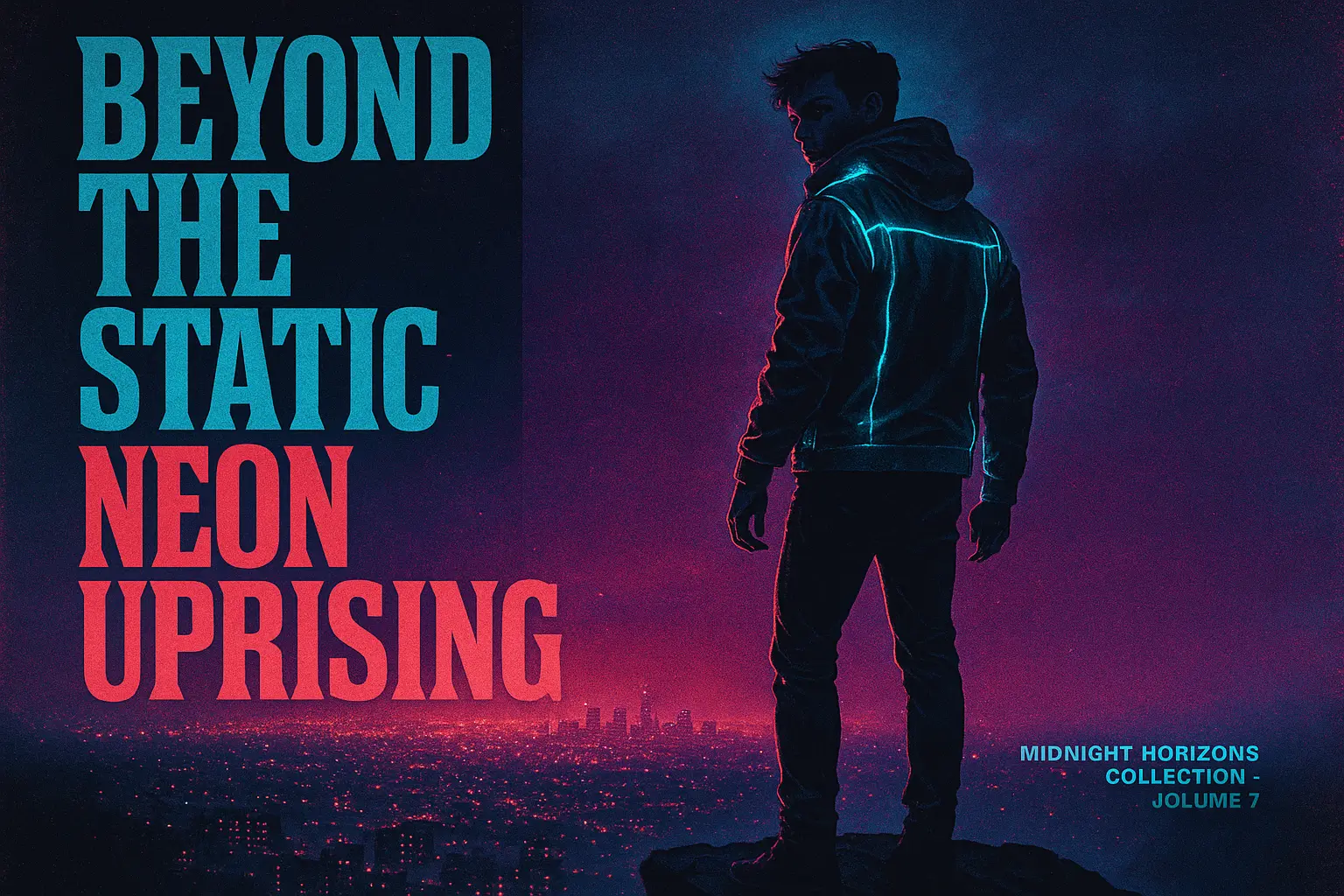 Cool Poster template featuring lone figure in neon portal
