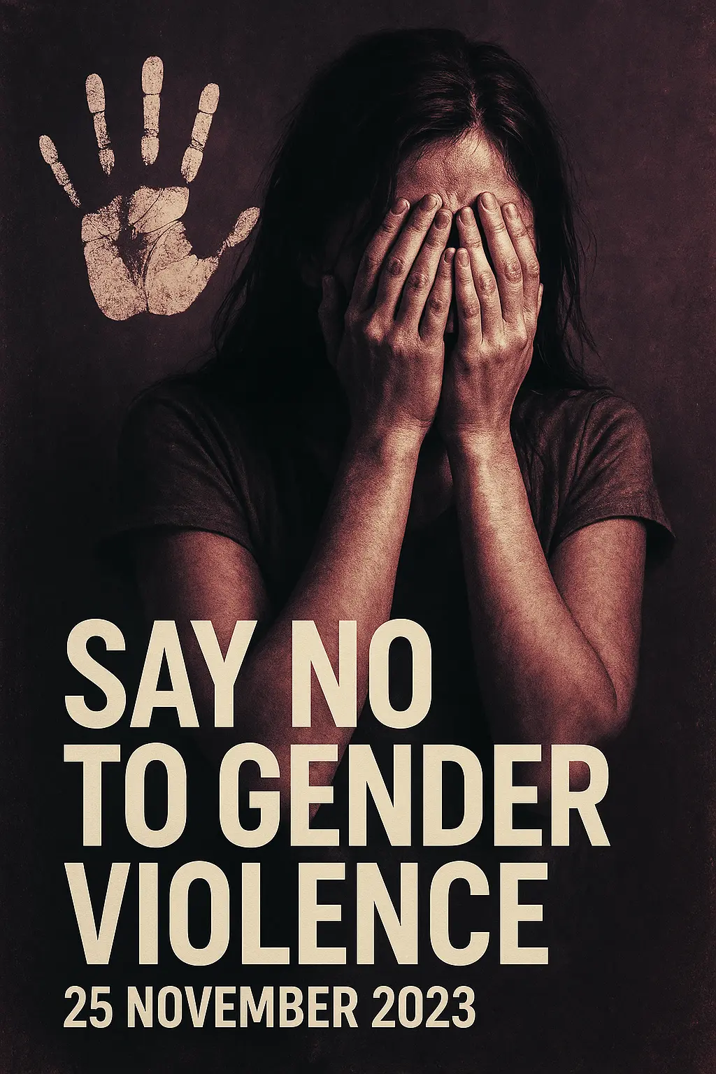 Domestic Violence Poster template featuring a woman with a megaphone