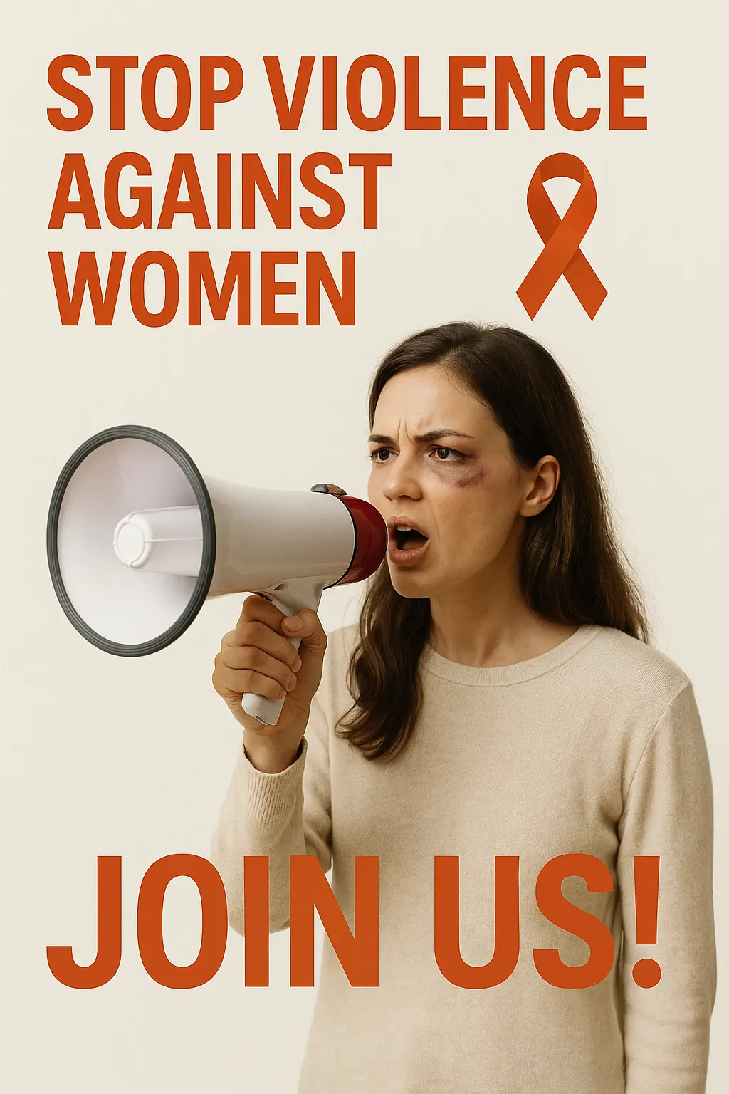 Domestic Violence Poster template with solemn woman and bold message