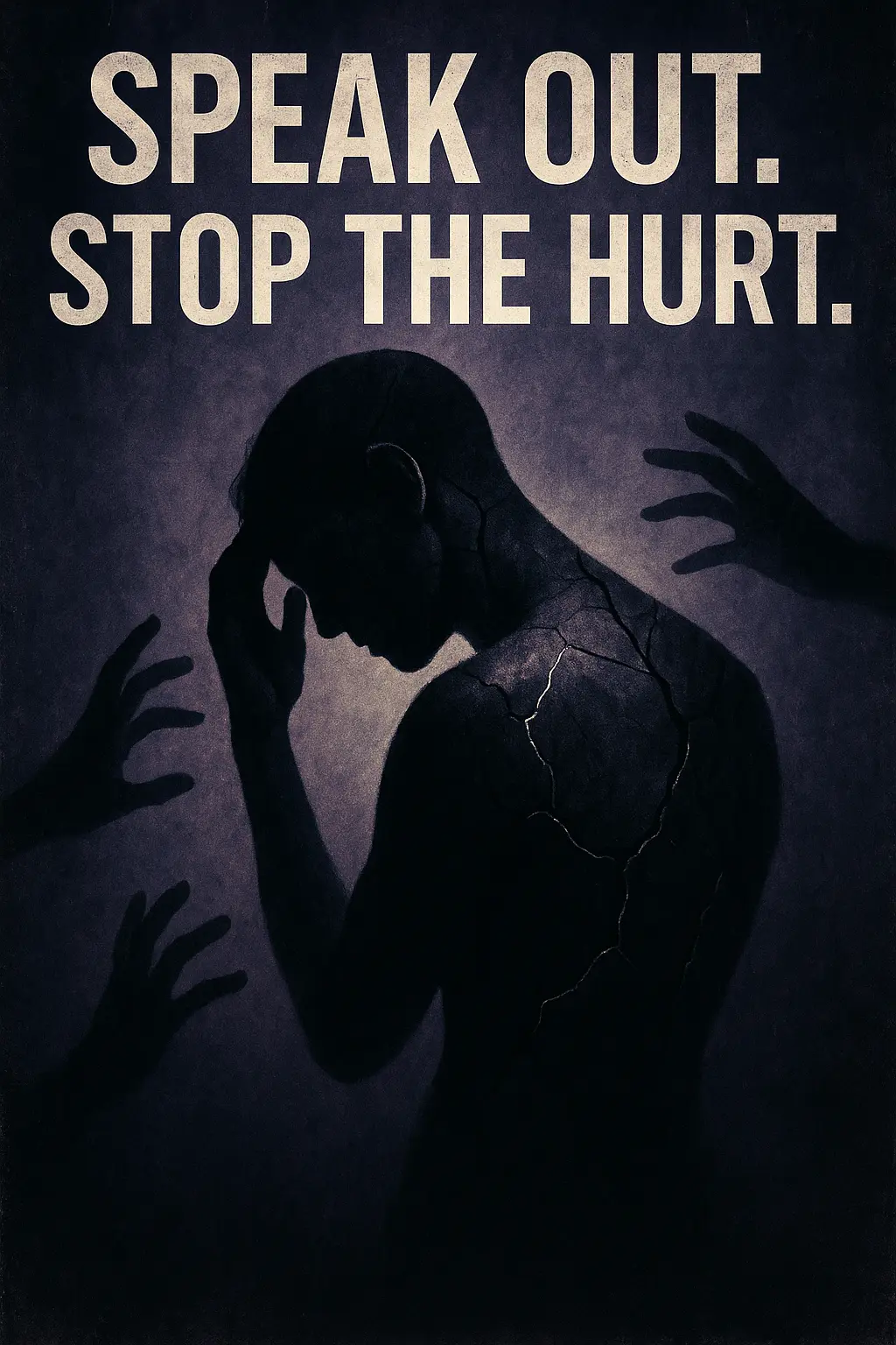 Domestic Violence Poster template with silenced woman illustration and bold call to action