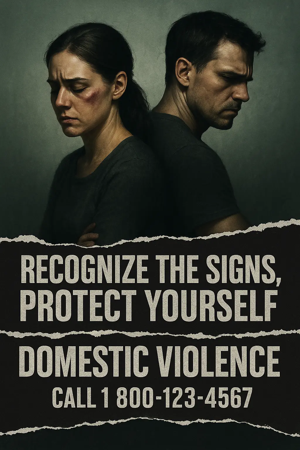 Domestic Violence Poster template with woman raising fist and megaphone