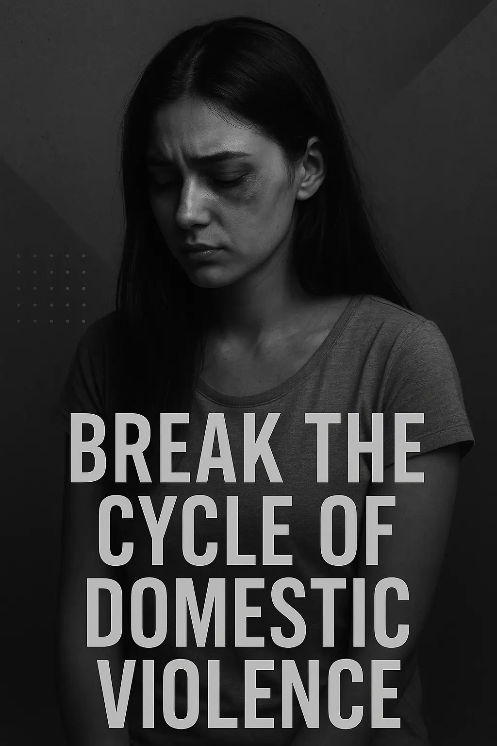 Domestic Violence Poster template with woman blocking camera in protest