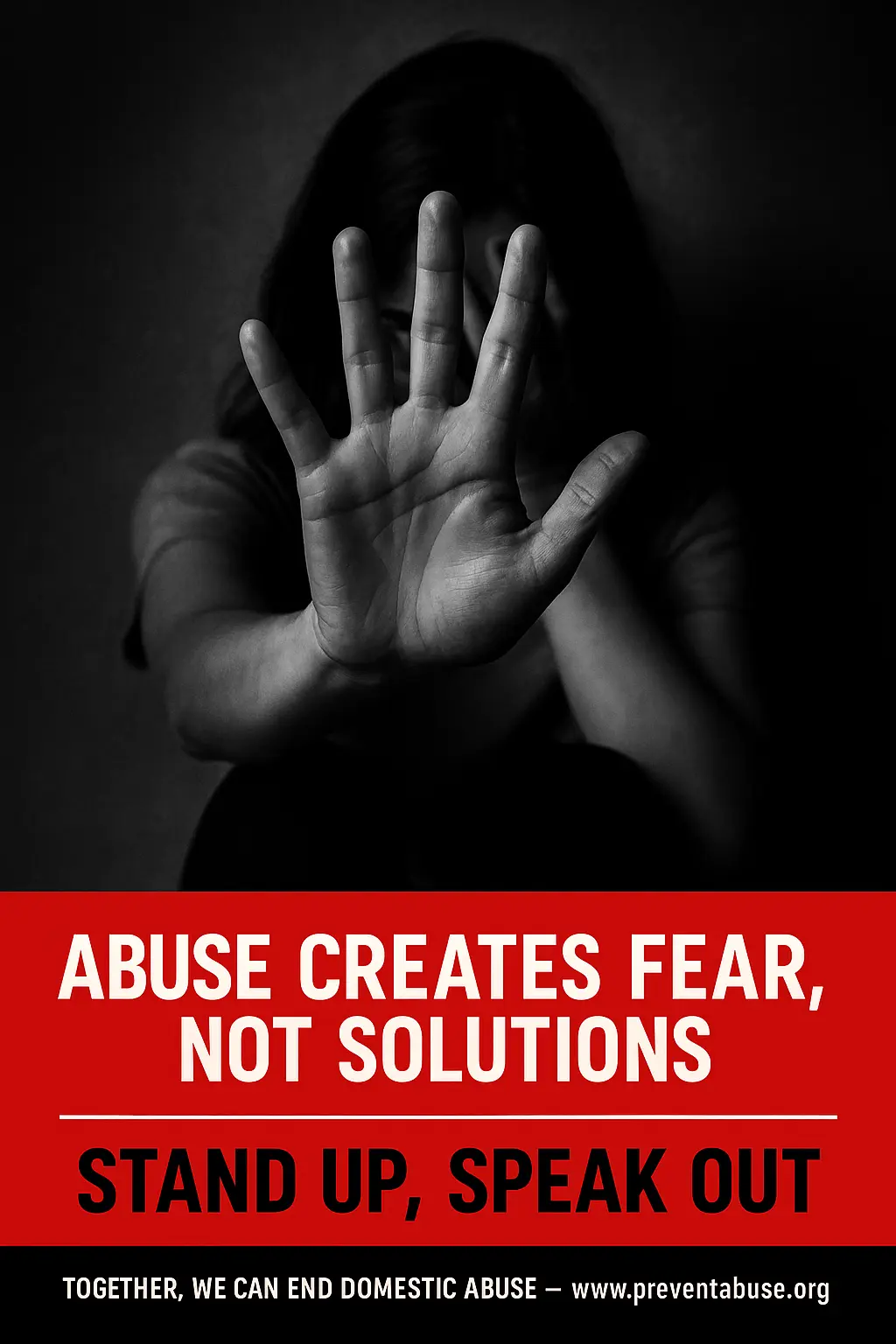Domestic Violence Poster template showing clenched fist with pink band