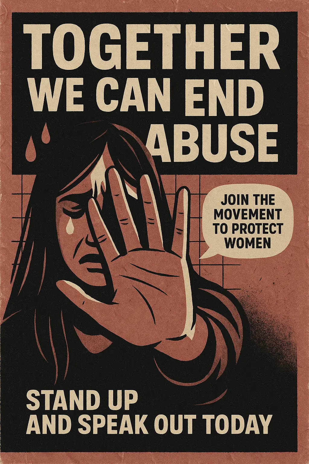 Domestic Violence Poster template with a broken silhouette, red highlights, and empowering message.
