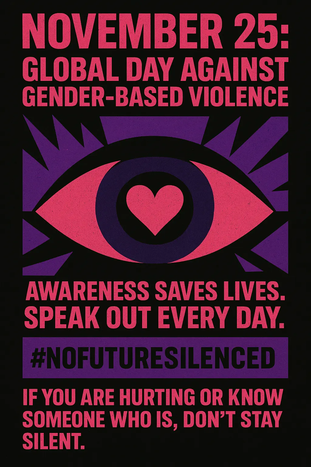 Domestic Violence Poster template featuring abstract woman silhouette and powerful message