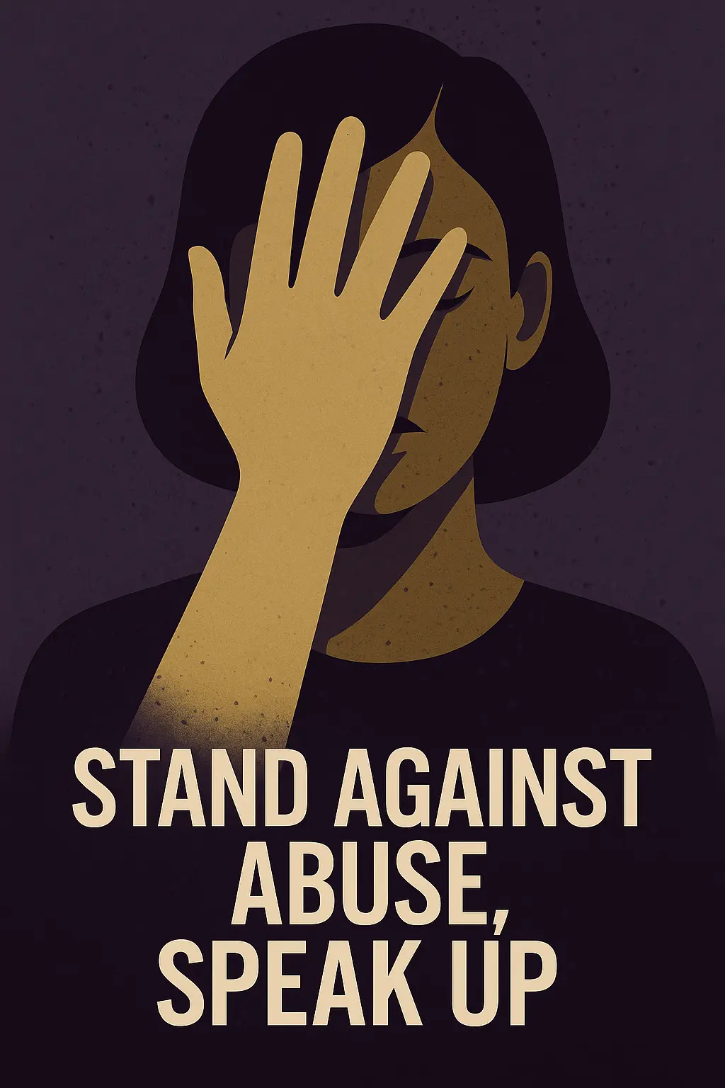 Domestic Violence Poster template, shattered silhouette with red accents