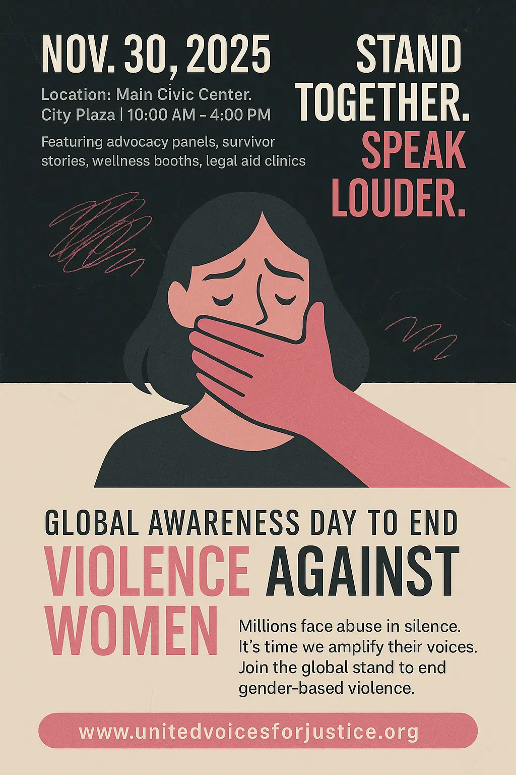 Shattered silhouette in Domestic Violence Poster template