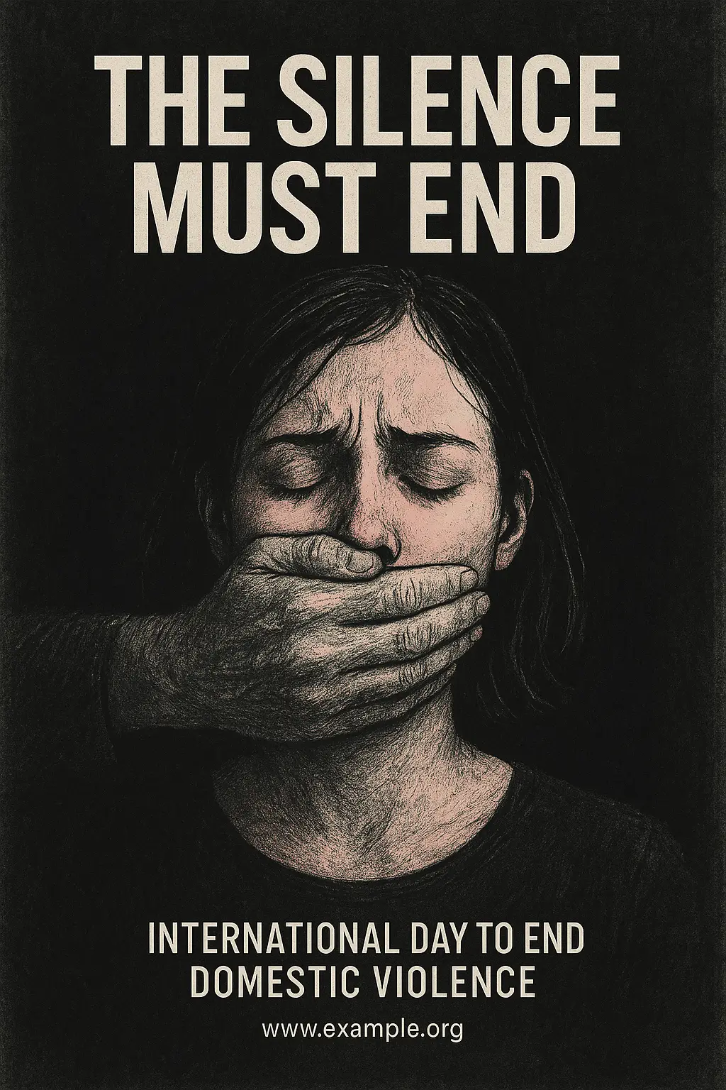 Domestic Violence Poster template showing three women in emotional distress