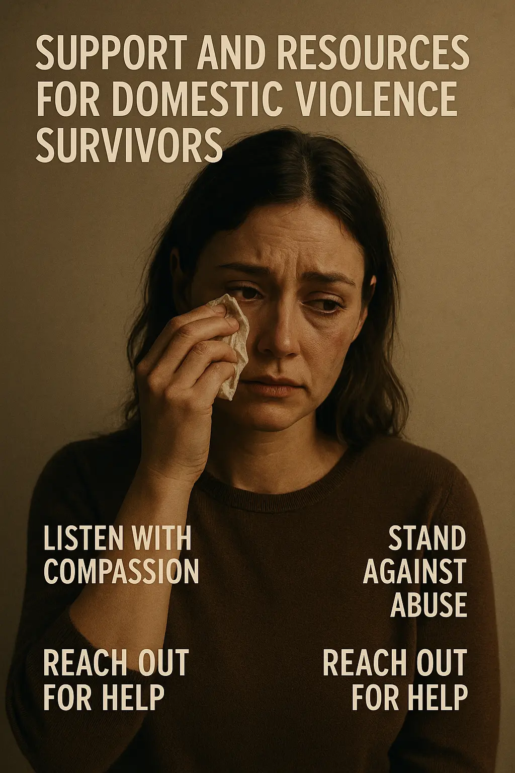 Minimalist Domestic Violence Poster template with hand and bold red blocks