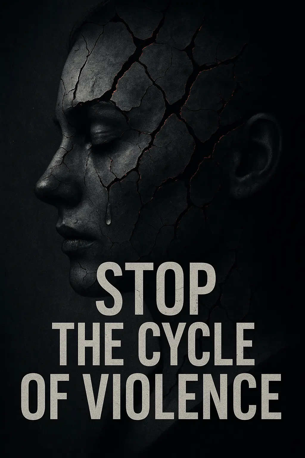 Domestic Violence Poster template with broken silhouette and urgent message