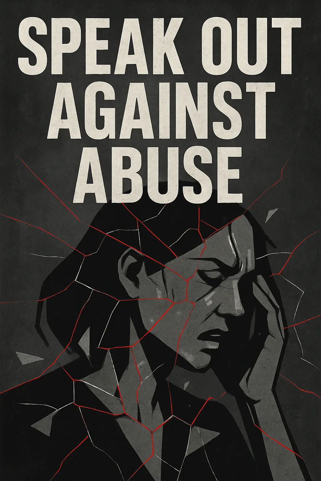 Domestic Violence Poster template with woman shielding face