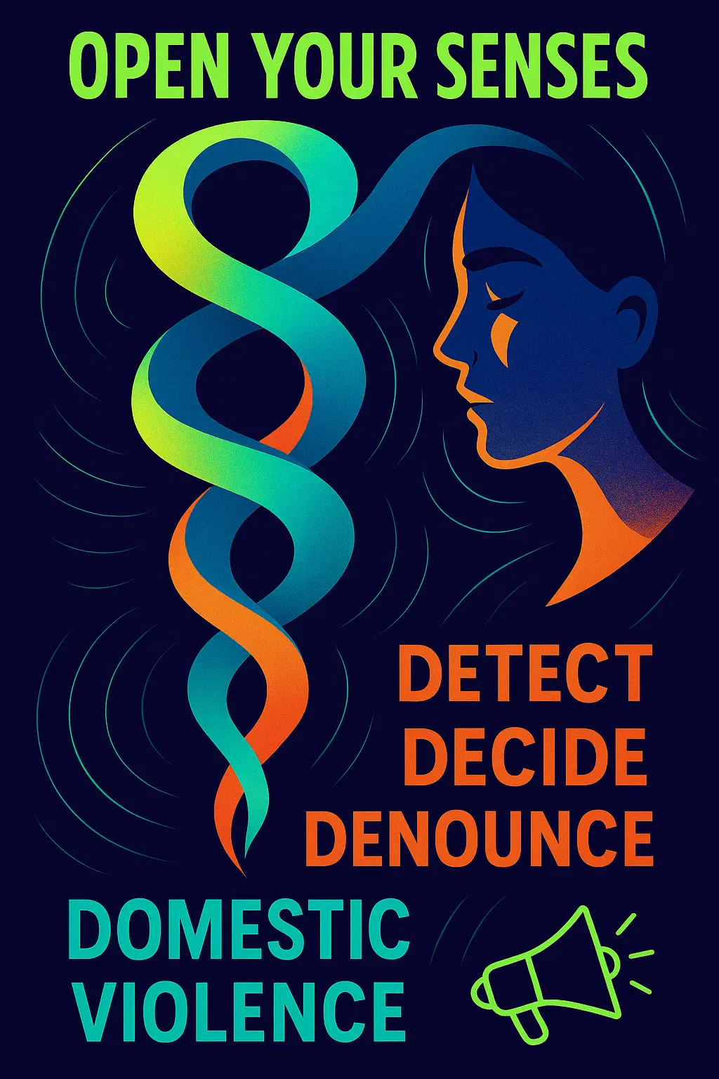 Domestic Violence Poster template with woman showing stop hand gesture