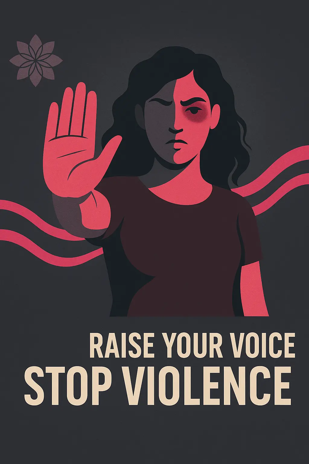 Domestic Violence Poster template featuring shattered face with red highlights