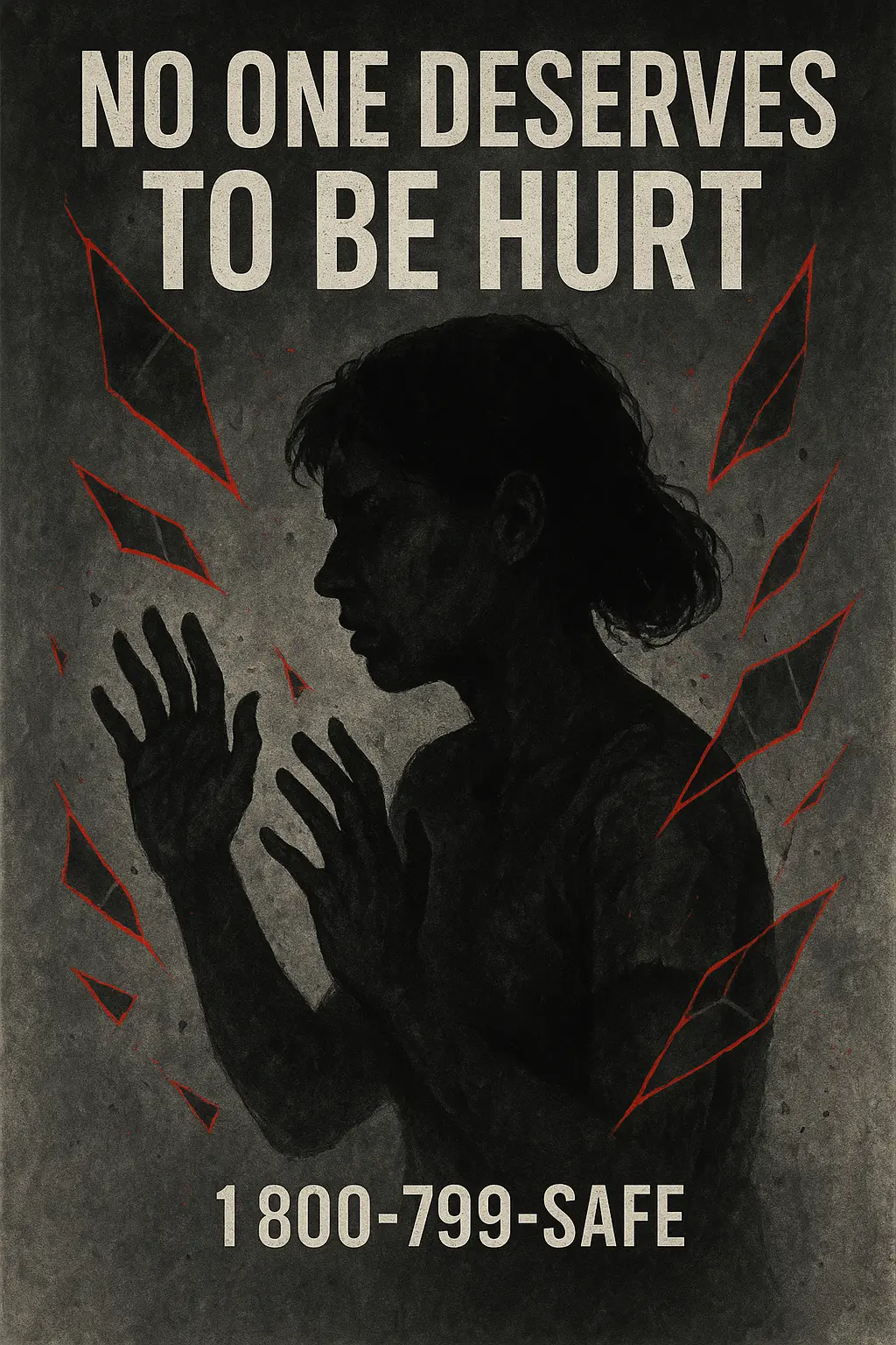 Domestic Violence Poster template, showing a distressed man with a tense posture