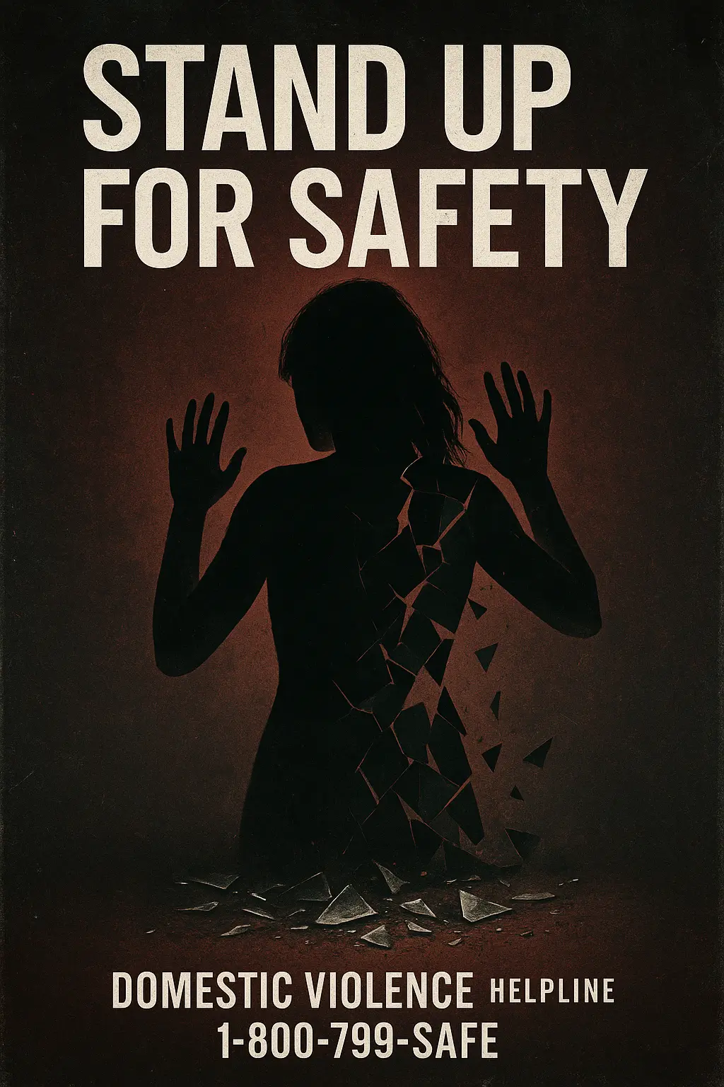 Domestic Violence Poster template featuring a person with hands on their face and tears.