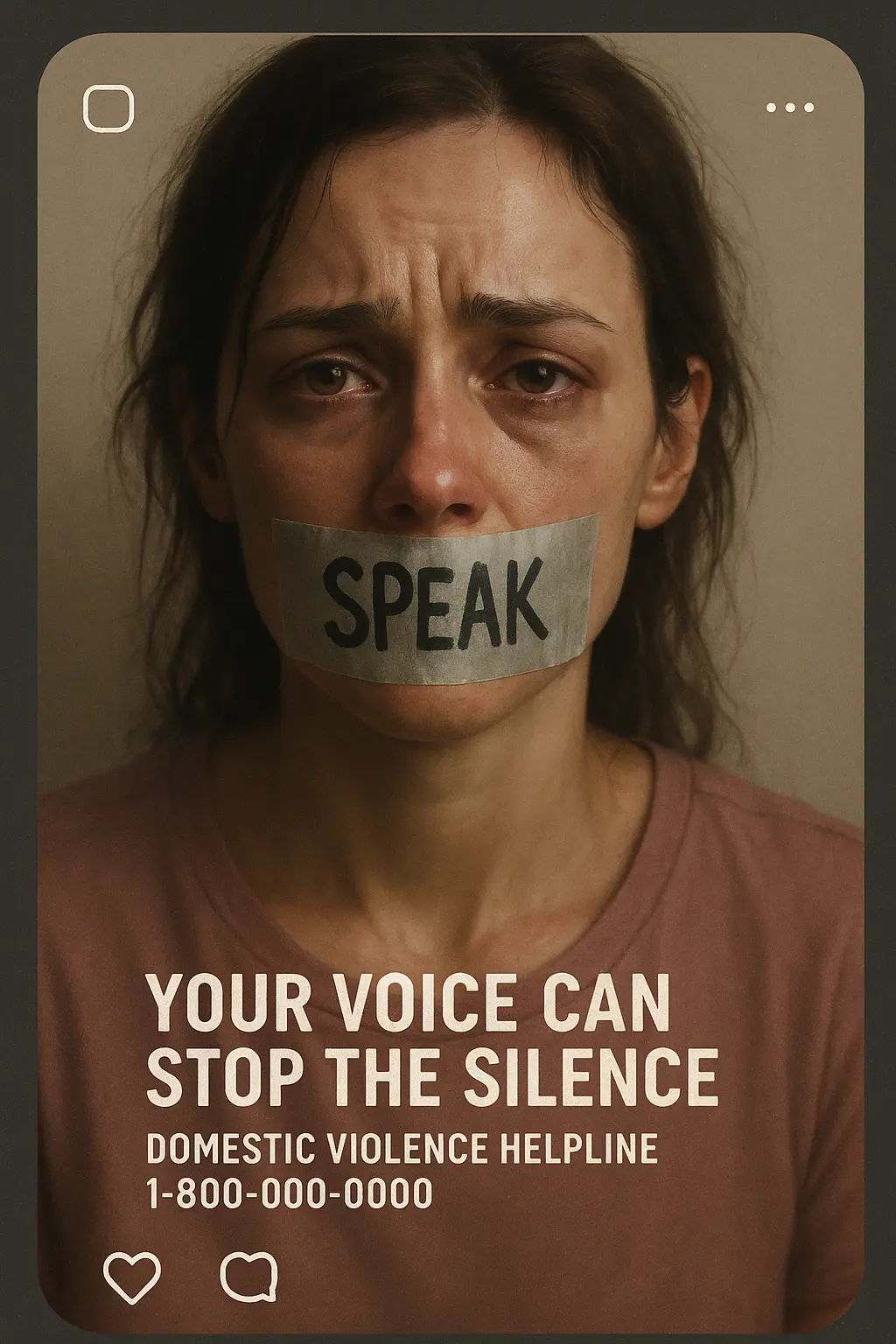 Domestic Violence Poster template featuring a woman's bruised face with broken glass and red accents.
