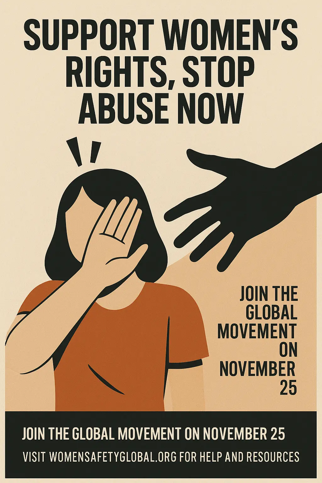 Domestic Violence Poster template showing a woman in distress with impactful text