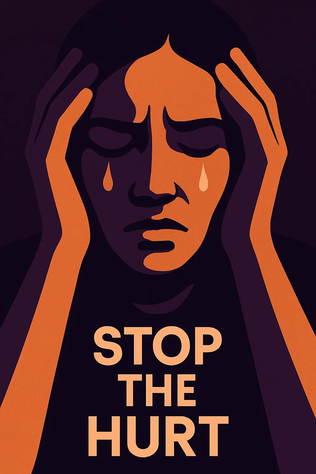 Domestic Violence Poster template with women in emotional distress and bold messages