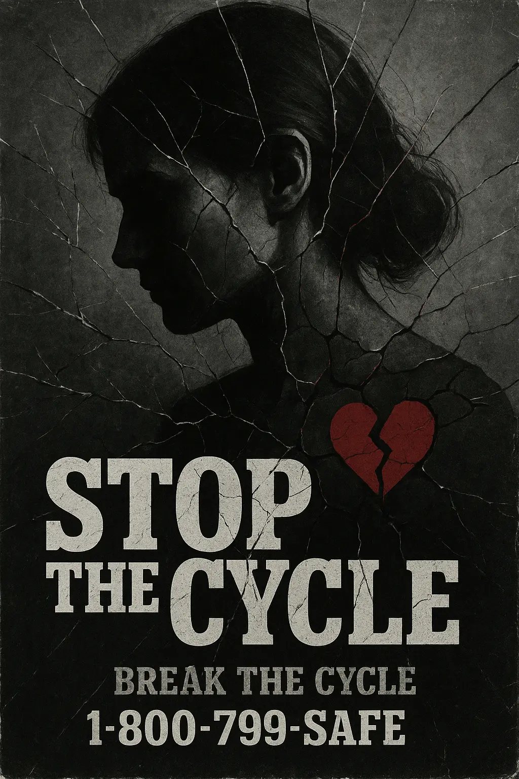 Domestic Violence Poster template with a woman raising her hand in defiance