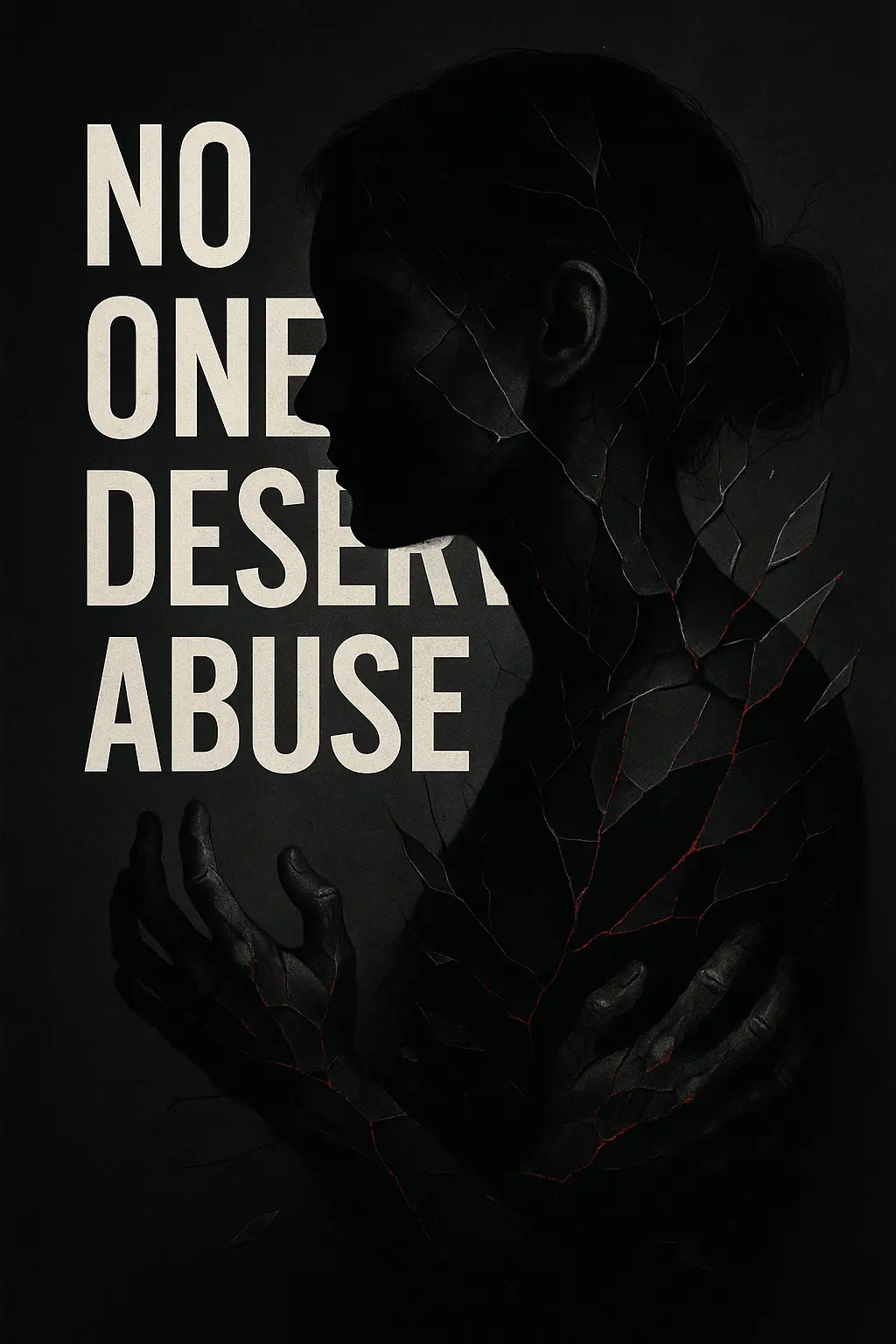 Domestic Violence Poster template featuring a woman blindfolded in purple tones.