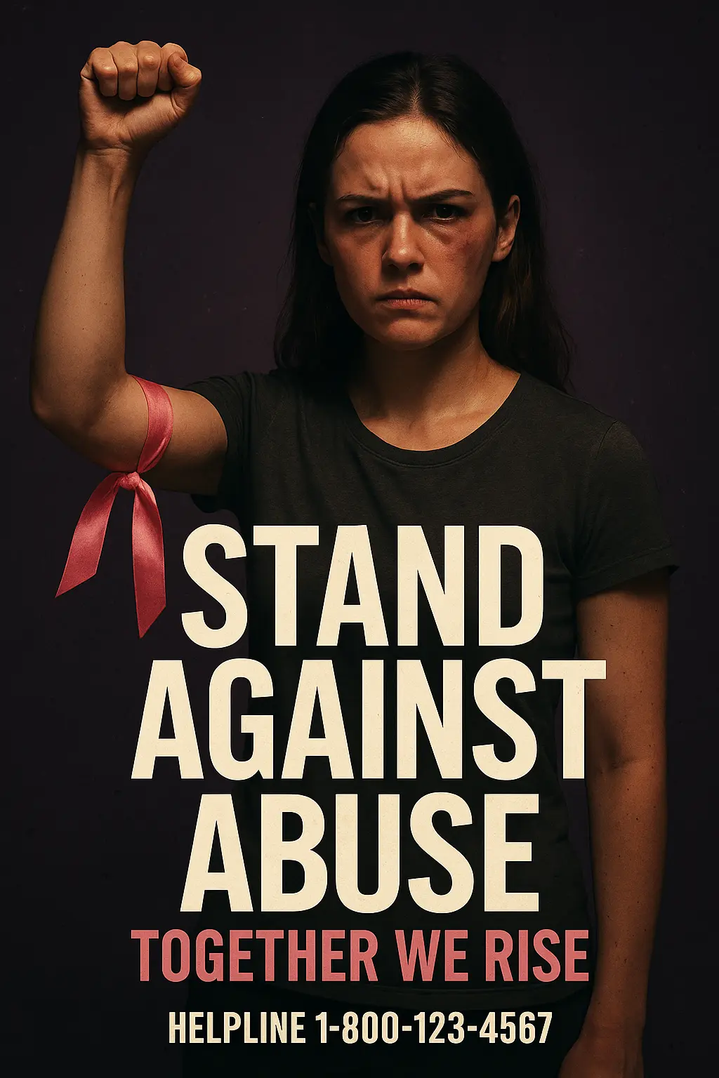 Domestic Violence Poster template with symbolic hand gesture.
