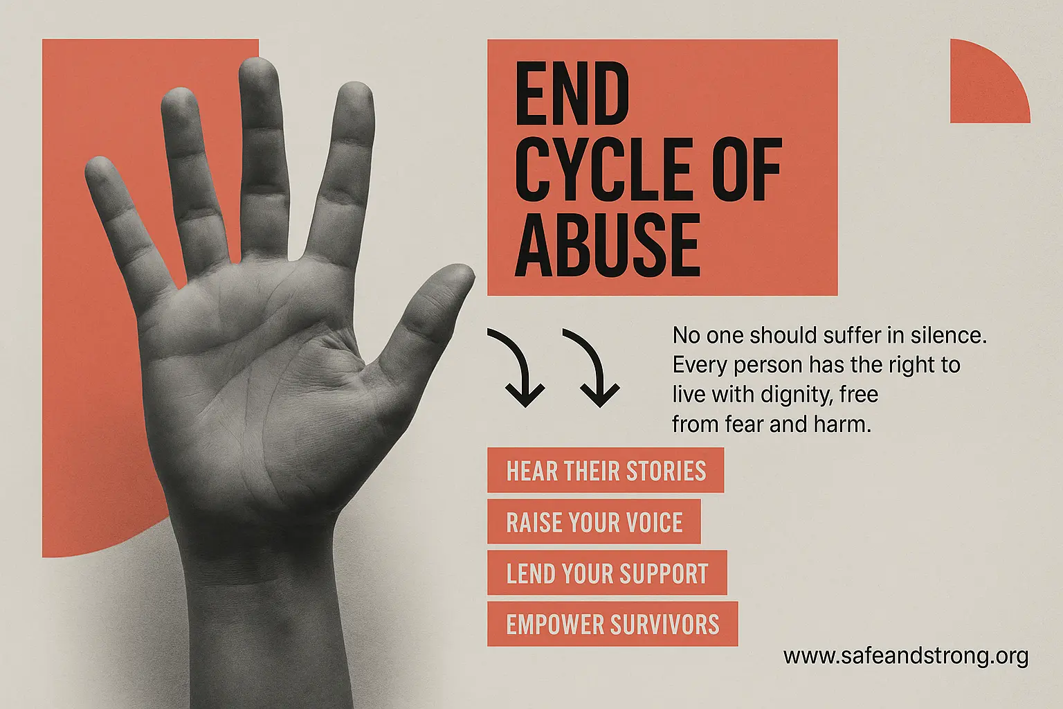 Domestic Violence Poster template with a woman's portrait and impactful message