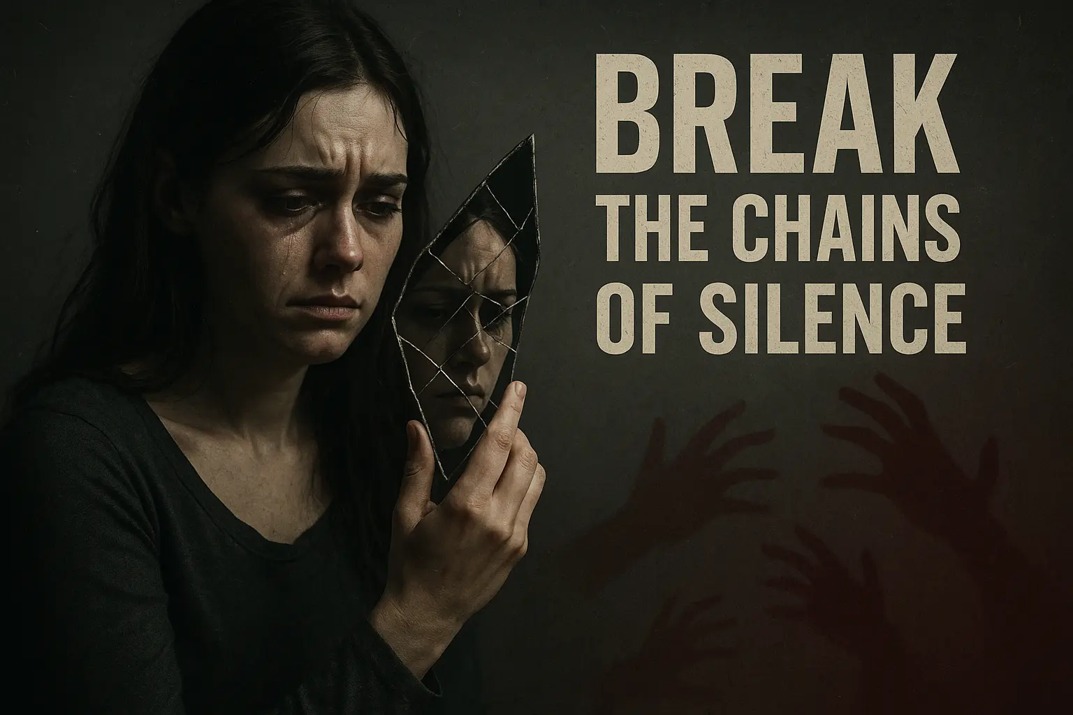 Domestic Violence Poster template featuring shattered face with red highlights
